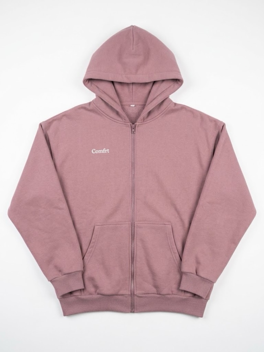 Comfrt Zip-Up Hoodie Jacket - Dusty Rose